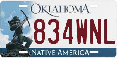 OK license plate 834WNL