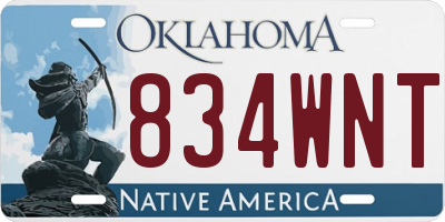 OK license plate 834WNT