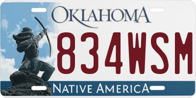 OK license plate 834WSM