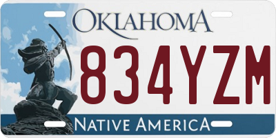 OK license plate 834YZM