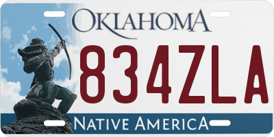 OK license plate 834ZLA