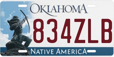 OK license plate 834ZLB