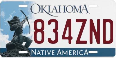 OK license plate 834ZND