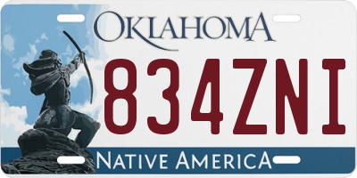 OK license plate 834ZNI