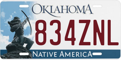 OK license plate 834ZNL