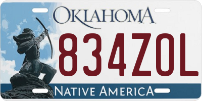 OK license plate 834ZOL
