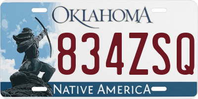 OK license plate 834ZSQ