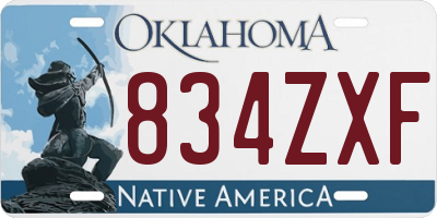 OK license plate 834ZXF