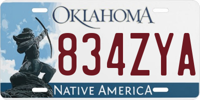 OK license plate 834ZYA