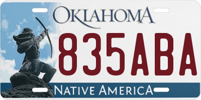 OK license plate 835ABA