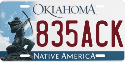 OK license plate 835ACK