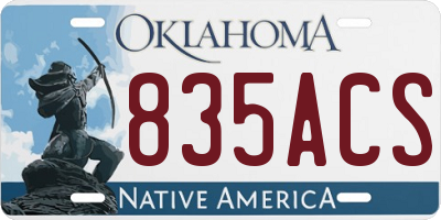 OK license plate 835ACS