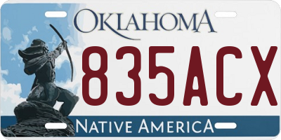 OK license plate 835ACX