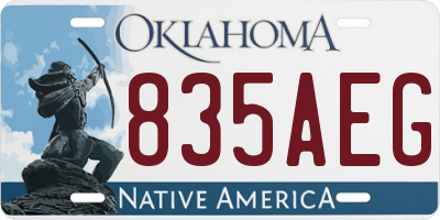 OK license plate 835AEG