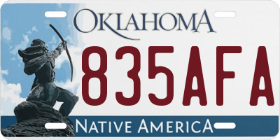 OK license plate 835AFA