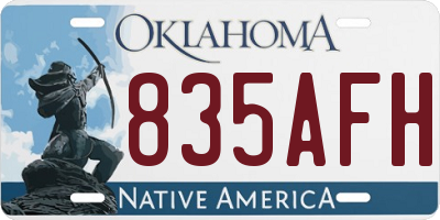 OK license plate 835AFH
