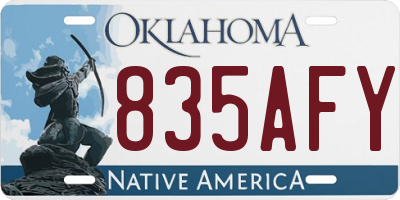 OK license plate 835AFY