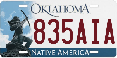 OK license plate 835AIA