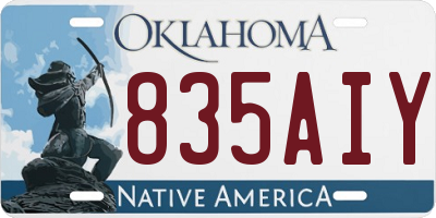 OK license plate 835AIY