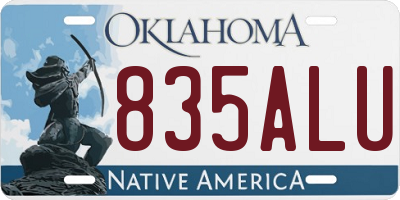 OK license plate 835ALU