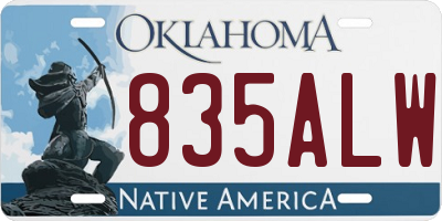 OK license plate 835ALW