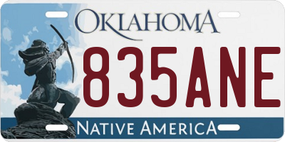 OK license plate 835ANE