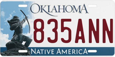 OK license plate 835ANN