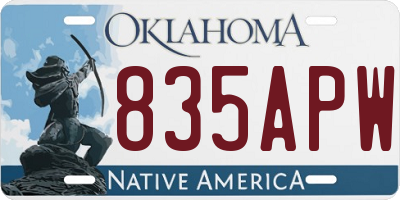 OK license plate 835APW