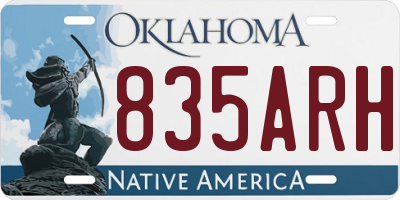 OK license plate 835ARH