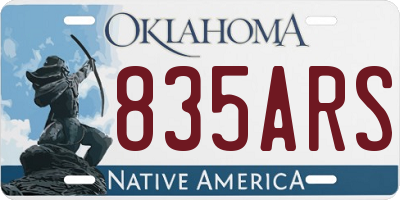 OK license plate 835ARS