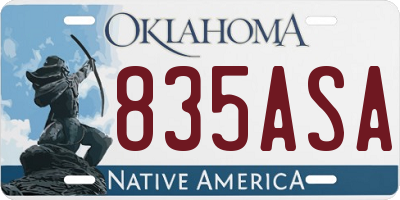 OK license plate 835ASA