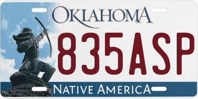 OK license plate 835ASP