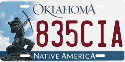 OK license plate 835CIA