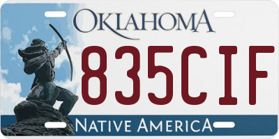 OK license plate 835CIF