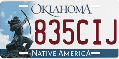 OK license plate 835CIJ
