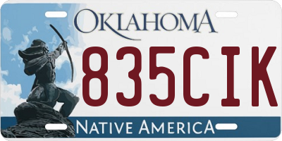 OK license plate 835CIK