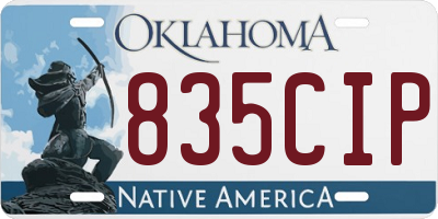 OK license plate 835CIP