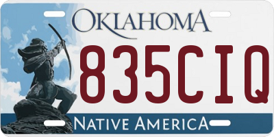 OK license plate 835CIQ