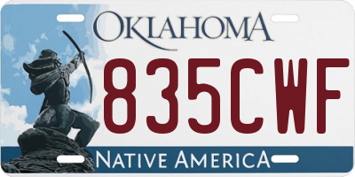 OK license plate 835CWF