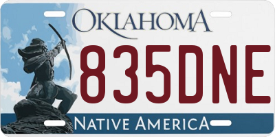 OK license plate 835DNE