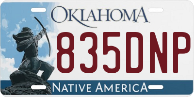 OK license plate 835DNP