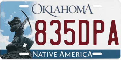 OK license plate 835DPA