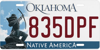 OK license plate 835DPF