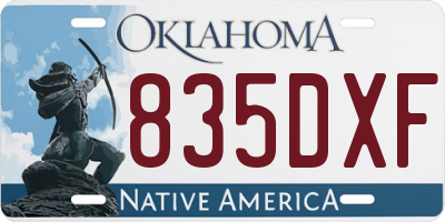 OK license plate 835DXF