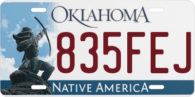 OK license plate 835FEJ