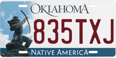 OK license plate 835TXJ