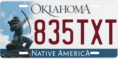 OK license plate 835TXT