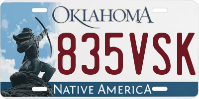 OK license plate 835VSK