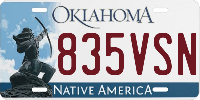 OK license plate 835VSN