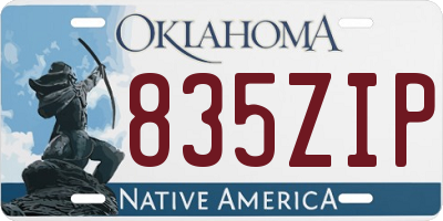 OK license plate 835ZIP